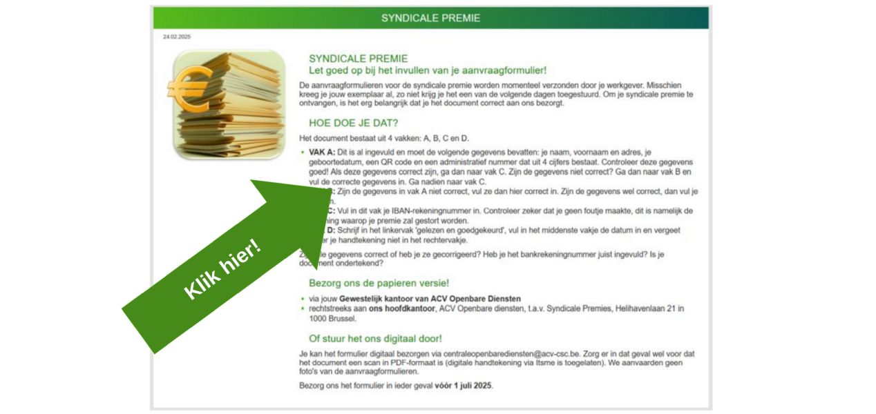 flyer over de syndicale premie